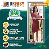 DOOREASY Magnetic Insect Screen Door Curtain, Heavy Magnets, Velcro Fully Sewn Top-to-Bottom Seal,Mo