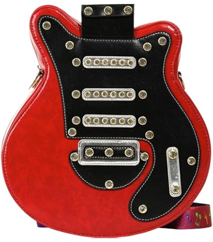 Amazon.co.jp: ギター型クロスボディバッグ、PUレザーギター型