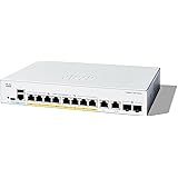 シスコシステムズ (Cisco) Cisco Catalyst 1300-8FP-2G マネージド スイッチ 8 ポート GE フル PoE 2x1GE コンボ 金属筐体 静音ファンレス 法人向け (C1300-8FP-2G)