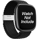 コンパチブル Fitbit Versa 3 /Versa 4 /Fitbit Sense 2/Sense 1 ウォッチバンド ナイロン編みバンド、調整可能なメタルロック通気性いいスポーツバンド 伸縮性あるナイロンベルト