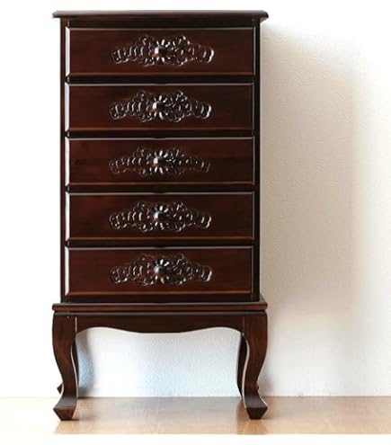Amazon｜チェスト リビングチェスト 4段 スライド棚付 アンティーク風