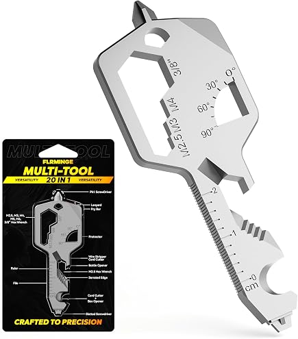 LEAF POND Keychain Bottle Opener - Gray Multi Tool With Pry Bar, Flathead Screwdriver, Bottle Opener