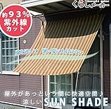 日除けサンシェード 省エネ UVカット対策 (ブラウンxイェロー ストライプ, 180cmx180cm)