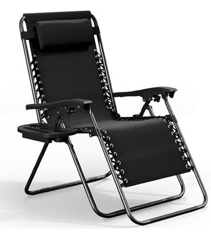 EZONE Zero Gravity Lounge Chair - Adjustable Reclining Outdoor Patio Chair