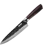 Amazon.co.jp: hecef 牛刀包丁 ダマスカス 203mm 9Cr18Mov鋼 槌目模様