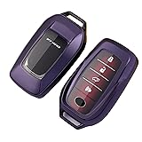 キーケース プリウス キーケース アルファード ヴェルファイア ハリアー RAV4 防水 防塵 TPU ソフト カローラカバー (パープル)