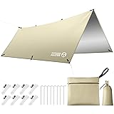OUTDOORMASTER防水タープ テント キャンプ タープ 日除け 遮熱 遮光 軽量 UPF50+ 紫外線カット 3000ｍｍ耐水圧 300Ｄ高密度生地 ８つペグ付 ８つテントロープ付 防水収納ケース付 UVカット 運動会 ピクニック アウトドア