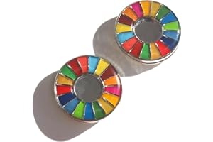 【強力なマグネット、生地を傷めない】Cuteam sdgs バッジ マグネット（2個セット）20mm SDGs バッジ 小さめ 国連本部最新仕様 生地が痛まない挟むタイプ バッヂ sdgs エスディージーズ カラーホイール SDGs ピンバッジ 20