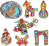 PomeMall 2 in 1 Magnetic Building Blocks (92-PCS) in a Storage Bag That Turns Into Play Mat [並行輸入品]