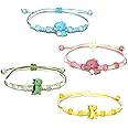 4 Pcs Unique Dinosaurs Bracelets Beaded Colorful Luck String Rope Chain Cord Thread Braided Bracelet Good Protection Friendsh