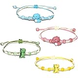 4 Pcs Unique Dinosaurs Bracelets Beaded Colorful Luck String Rope Chain Cord Thread Braided Bracelet Good Protection Friendsh