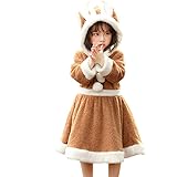 Amazon トナカイ コスプレ 子供 可愛い ふわふわ 着ぐるみ 女の子 トナカイワンピ サンタ コスチューム サンタクロース 親子服 クリスマス ハロウィン イベント パーティー 新年会 文化祭 S 110 125cm クリスマス雑貨 おもちゃ
