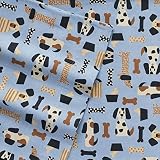 Cuddl Duds Dog Friends - Dog & Bone Blue Flannel Sheet Set - King [並行輸入品]