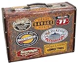 アンティーク調 トランク型 レザー収納ケースL A柄 ［幅44cm×奥行33cm×高さ16cm］【OM-62LA】