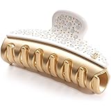 [アレクサンドル ドゥ パリ] ALEXANDRE DE PARIS ヘアクリップ バレッタ ヘアアクセ スワロフスキー ミディアム 7.5cm 髪留め クリップ ICCM-15571-04 (BLANC NAT/OR(P1))
