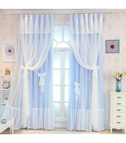 Francfranc フリルバランス ダブルカーテン ライトブルー　2枚セット フリルバランス ダブルカーテン H2000×W1000 ライトピンク