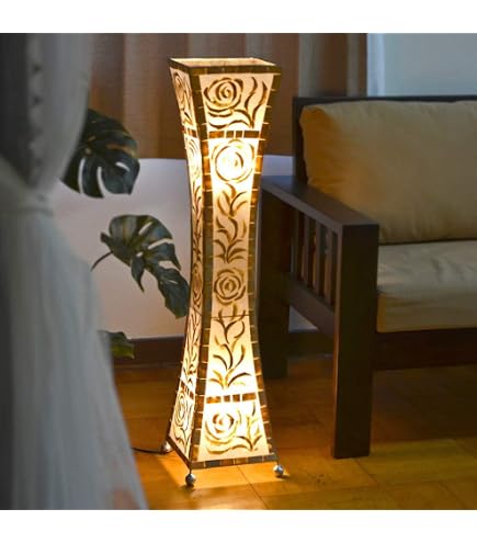 MANJA アジアンテイストのフロアランプ シェル×レジン 和モダン Amazon.co.jp : MANJA LAM-0500（LED電球標準クリア）アジアン照明