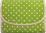 ポーチェ(pouche) 母子手帳ケース ジャバラ 水玉キャンバス小 (アップルグリーン)
