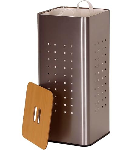 Brabantia Laundry Hamper With Cork Lid - 16 Gallon, Ventilation Holes, Removable Liner | Matt Black - View #8