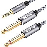 CHLIANKJ オーディオケーブル 3.5mm to 6.35mm 変換ステレオミニプラグ 2分配 trs ケーブル 3.5mm TRS から2 * 6.35mm TSモノステレオYケーブル オス-オス, スマートフォン PC CDプレーヤー スピ