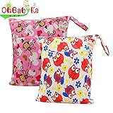 Ohbabykaウェットバック(防水バッグ) 可愛い 2点セット オムツ 着替え タオル 水着 お風呂用品 食事セット マルチ収納 温泉 スポーツジム ショッピングモール 大活躍 マナーポーチ トラベ
