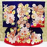 【毬に花紋・金駒刺繍・紫赤ぼかし】 女児　初着　祝着 のしめ 産着 女の子のお宮参り着物 高級 フードセットプレゼント付