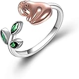 ONEFINITY Sloth Rings 925 Sterling Silver Sloth Crystal Rings Sloth Jewelry Sloth Gifts for Women