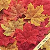 ファンタジー300個人工Autumn Fall Maple Leaves Autumn Colors – Great秋テーブルScatters for Fallや結婚式&秋パーティ