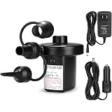 電動エアポンプ 空気入れ/空気抜き両対応 ノズル3種付き AC電源付き AC100~240V/DC12（V）車載用/家庭用/エアーマット用/浮き輪に適用/圧縮袋