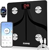 RENPHO USB Rechargeable Smart Body Fat Scales, Bluetooth Bathroom Scales High Precision Weighing Scale with Smart App, Body C