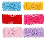 Nice Days（ナイス　ディズ） 赤ちゃん　子供のヘアバンド　可愛いレース蝶結び　ヘアクリップ ヘアアクセサリー 　7点入り　7色