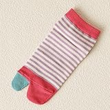 (靴下屋)kutsushitaya キッズ タビ指切替ボーダーソックス16〜18cm ライラック