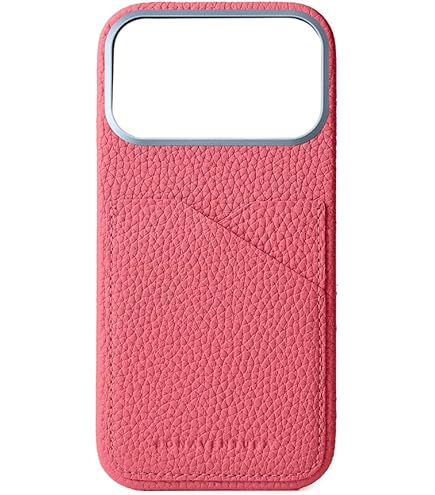 ボナベンチュラ iPhone用レザーケース グレージュ×ピンク ポケット付き 新作】Shell Pink Edge Paint Collection