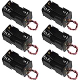 WMYCONGCONG 単3電池(AA形)用×4 直列 6個セット 両面バッテリーホルダー 4 x 1.5V 6V 電池ボックスケース 電池ホルダー 黒赤のリード線付き 長さ14.5 cm