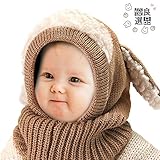 良品優選 ニット帽 赤ちゃん ヒツジ耳付き うさぎちゃん 可愛い アニマルフード ネックウォーマー 一体型 ふわふわ 防寒 プレゼント ハロウィン コスチューム 子供用秋 冬 男女兼用 5色選べる ブ