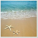 ヒトデon a beach sand用紙印刷壁アート 28in. x 28in.