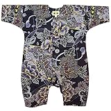 【金彩牡丹と桜・藍黒】 お祭りロンパース 赤ちゃん用 お祭り衣装　男女兼用 義若オリジナル商品