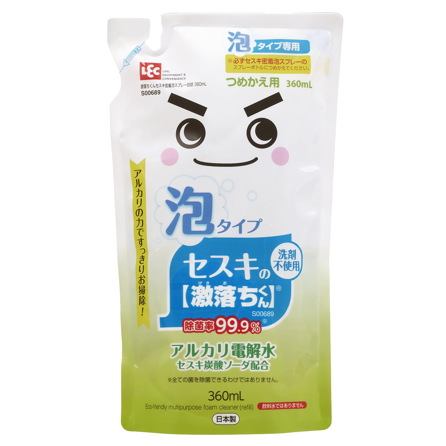 【47%OFF】【216円】 レック セスキの激落ちくん 密着泡スプレー アルカリ電解水 + セスキ炭酸ソーダ 2度拭き不要 詰め替え 360ml