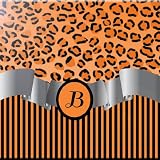 Rikki Knight文字" B "オレンジヒョウ印刷ストライプモノグラムセラミックアートタイル8 " x 8 "