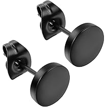 Amazon | JewelryWe 丸型 ステンレス ピアス 黒色（ブラック） 2