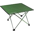 Rock Cloud キャンプテーブル 折りたたみ 56x41cm アルミ ロールテーブル コンパクト 超軽量 アウトドア 運動会 BBQ ハイキング ビーチ 収納袋付き (緑 56x41x40cm)