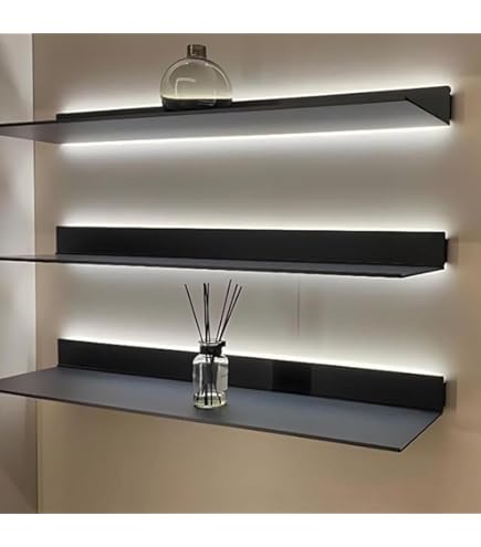 Amazon｜LEDライト付き多用途吊り棚、アルミニウム合金壁掛け発光本棚