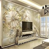 Sproud スケールカスタム壁画 3D 欧州司法裁判所の金の宝石類の花花 Tv 背景 Papel De Parede Quarto Para 250 Cmx 175 Cm