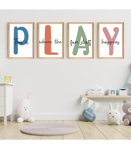 Oreichar Safari Animal Wall Art - Set Of 4 12x12 Inch Canvas Prints With Inspirational Quotes, Kids Room Nursery Decor, Ready To Hang