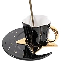 Amazon.co.jp: Amosfun コーヒー カップ 陶器 星 月 ソーサー スプーン 