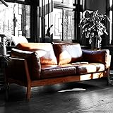 LOWYA （ロウヤ） ソファ ソファー 2.5人掛け 本革 天然木 脚長 アクセントステッチ フェザークッション ゆったり座面 おしゃれ キャメル 新生活