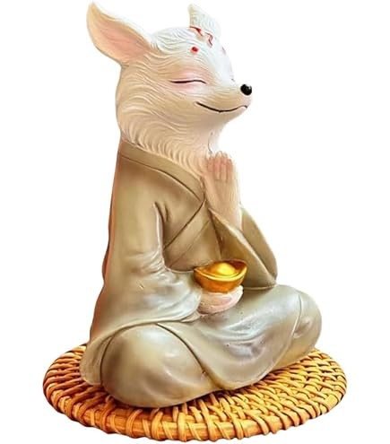 Amazon.co.jp: QIUEER 神狐 キツネの置物 白狐 一途な愛/キツネ 陶器