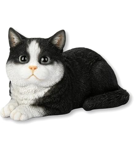 Amazon.co.jp: ウービア お座りハチワレ黒白猫 18.7×12.5×22.5㎝ 人形