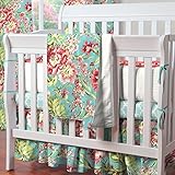 Carousel Designs Coral and Teal Floral Mini Crib Blanket by Carousel Designs