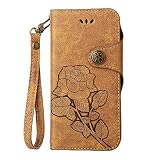Huawei Mate 10 ケース,COOSTOREJPレトロエンボス加工ローズFlorals PUレザーケース磁気カードウォレット+取り外し可能な手首ストラップのデザインは、に適用するHuawei